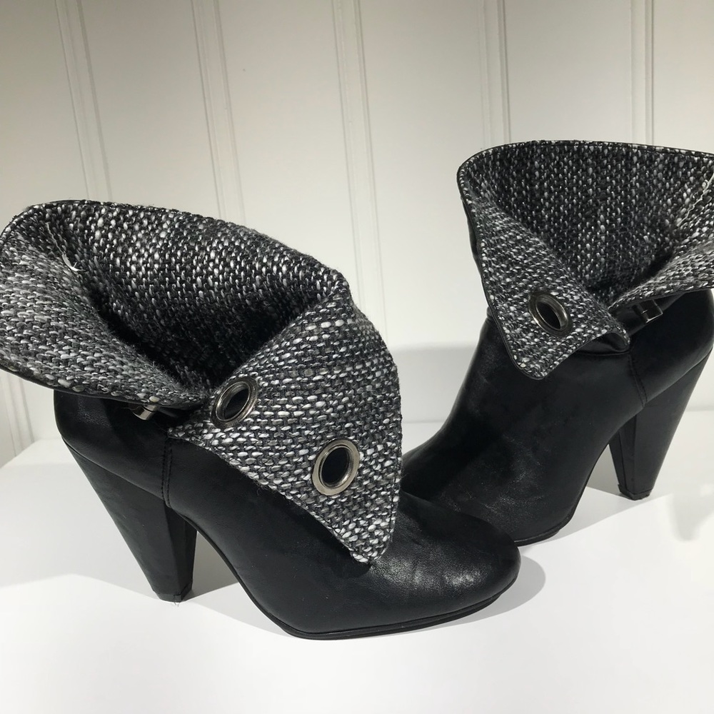 Baby phat black booties with tweed lining size 6.5